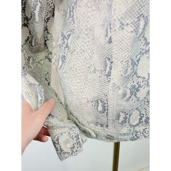 Zara Mens Snakeskin Trucker Jacket Size Medium Gray Python - Picture 9 of 11